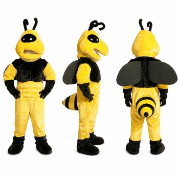 Bee Mascot Costume with Yellow Arms and Black Body Adult