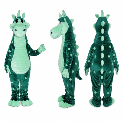 Dragon Mascot Costume in Green with Mint Belly and Horns Adult