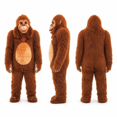 Orangutan Mascot Costume in Rust Brown with Tan Belly Adult