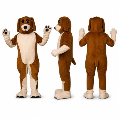 Dog Mascot Costume in Brown and Cream with Floppy Ears Adult