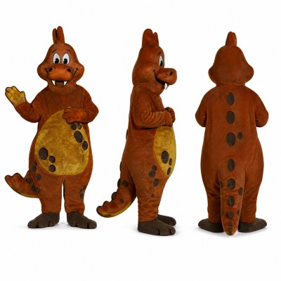 Dinosaur Mascot Costume in Brown with Dark Spots Adult
