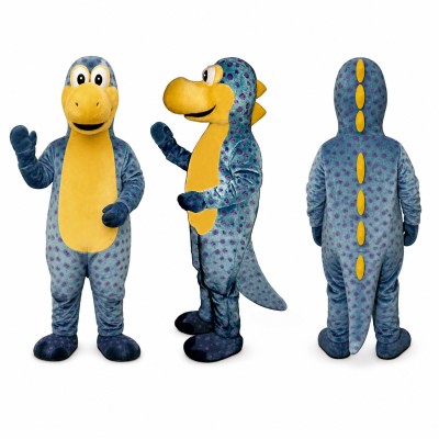 Dinosaur Mascot Costume in Blue with Yellow Belly Adult
