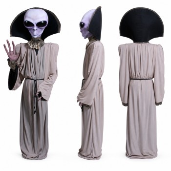Alien Mascot Costume in Gray Robe with Large Head Adult