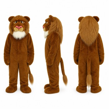 Lion Mascot Costume in Brown with Full Mane Adult