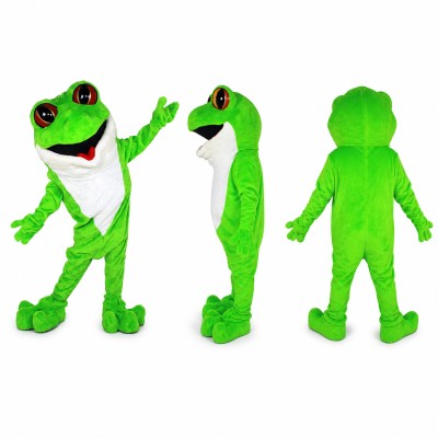 Frog Mascot Costume in Bright Green with White Belly Adult