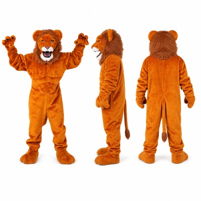Lion Mascot Costume in Orange with White Muzzle Adult