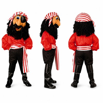 Pirate Mascot Costume in Red and Black with Bandana Adult