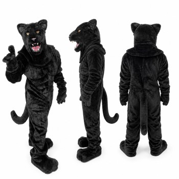 Panther Mascot Costume in Black with Muscular Body Adult