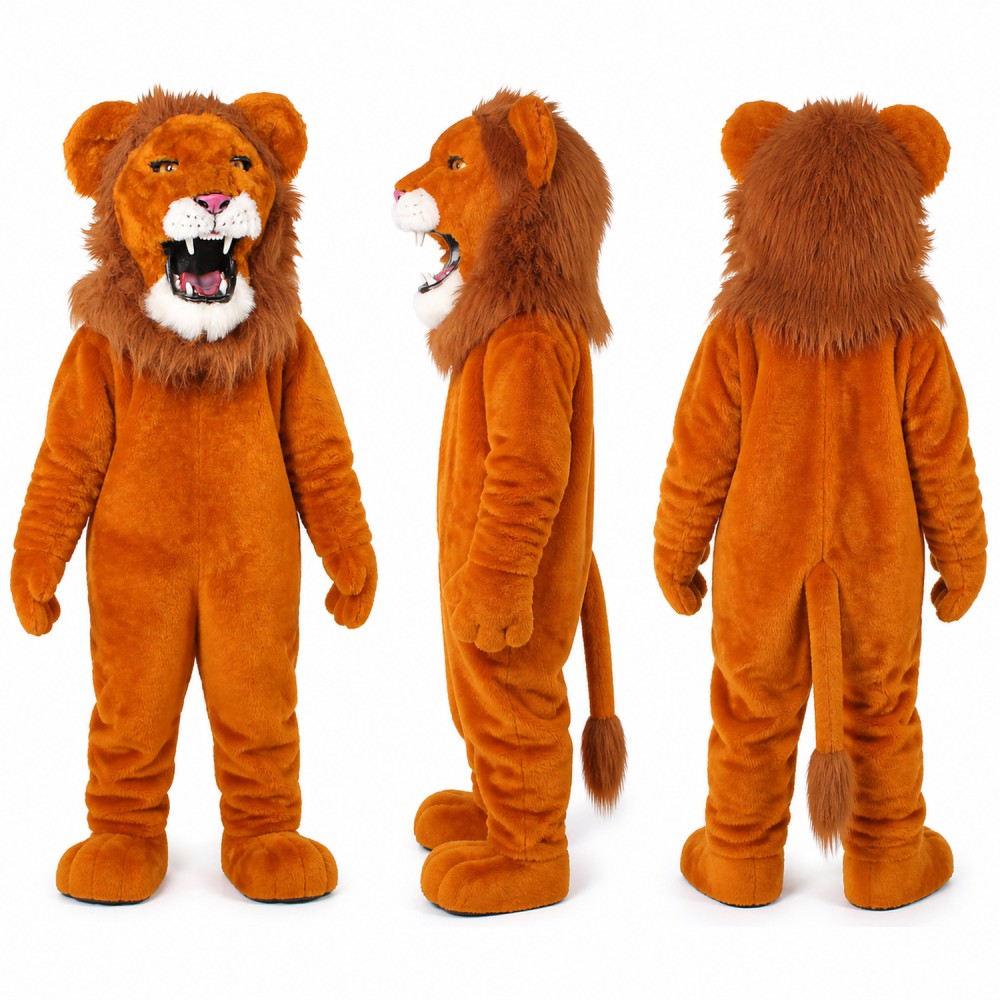 Lion Mascot Costume in Orange Brown with White Muzzle Adult Lion Mascot Costume in Orange Brown with White Muzzle Adult