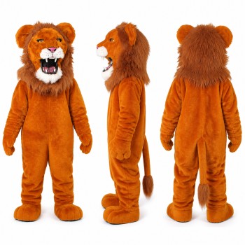 Lion Mascot Costume in Orange Brown with White Muzzle Adult