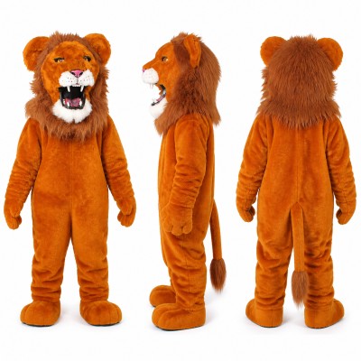 Lion Mascot Costume in Orange Brown with White Muzzle Adult