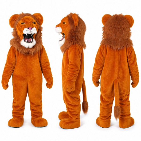 Lion Mascot Costume in Orange Brown with White Muzzle Adult