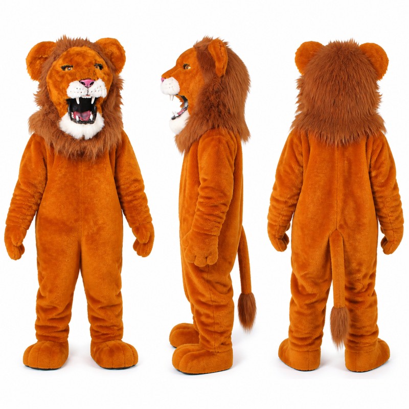 Lion Mascot Costume in Orange Brown with White Muzzle Adult