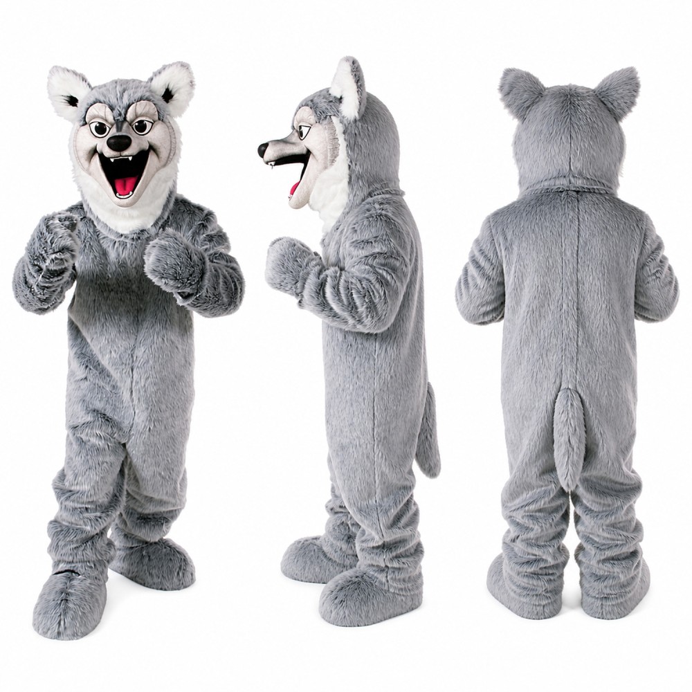 Wolf Mascot Costume in Gray with White Muzzle Adult Wolf Mascot Costume in Gray with White Muzzle Adult