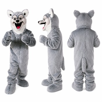 Wolf Mascot Costume in Gray with White Muzzle Adult