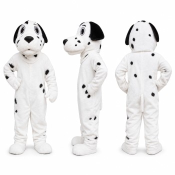 Dalmatian Dog Mascot Costume in White with Black Spots Adult