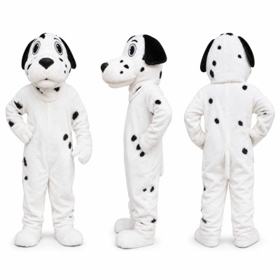 Dalmatian Dog Mascot Costume in White with Black Spots Adult