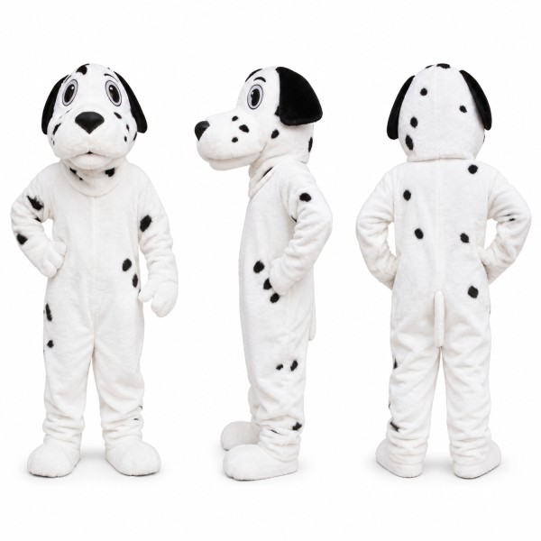 Dalmatian Dog Mascot Costume in White with Black Spots Adult