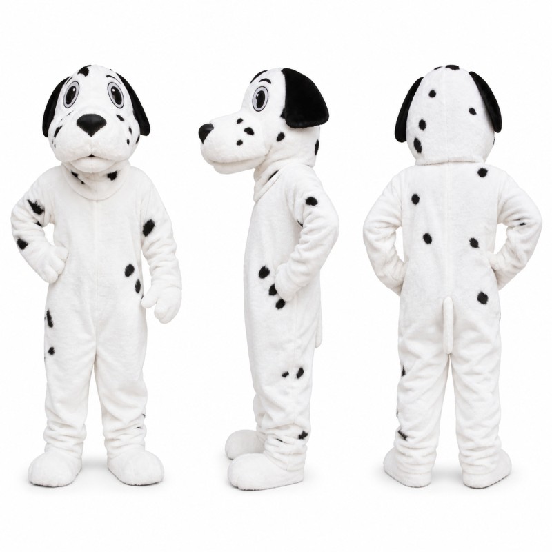 Dalmatian Dog Mascot Costume in White with Black Spots Adult