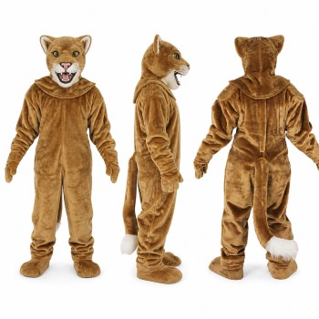 Mountain Lion Mascot Costume in Tan with White Muzzle Adult