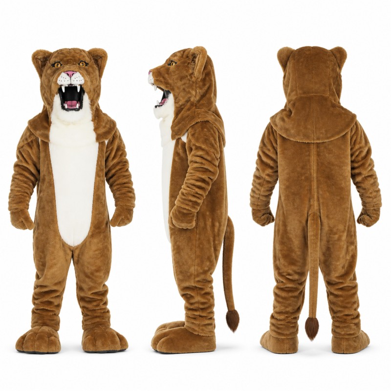 Lion Mascot Costume in Brown with Cream Belly Adult