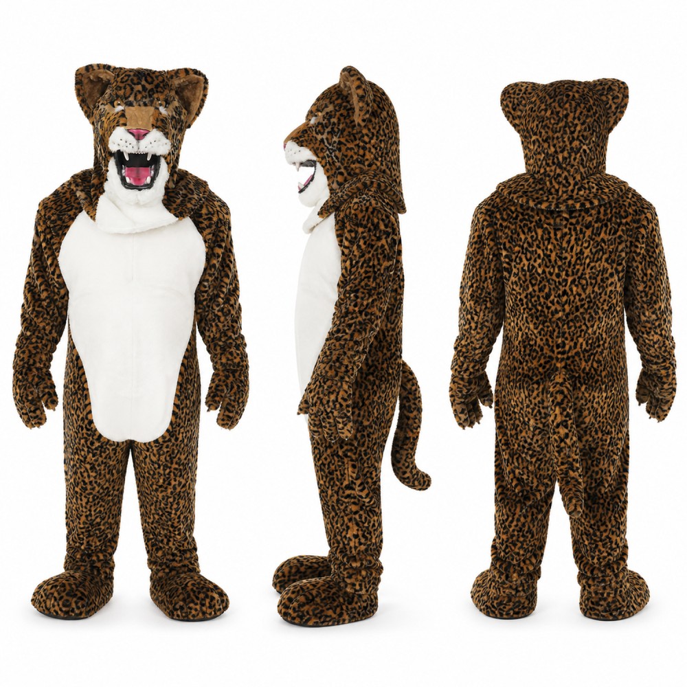 Leopard Mascot Costume with Brown Spots and White Belly Adult