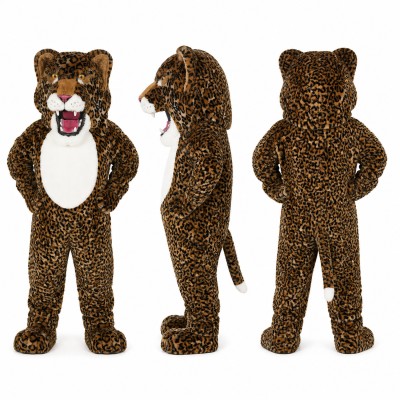 Leopard Mascot Costume with Brown Spots and Cream Belly Adult