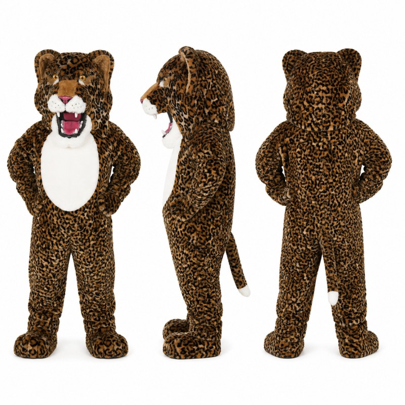 Leopard Mascot Costume with Brown Spots and Cream Belly Adult