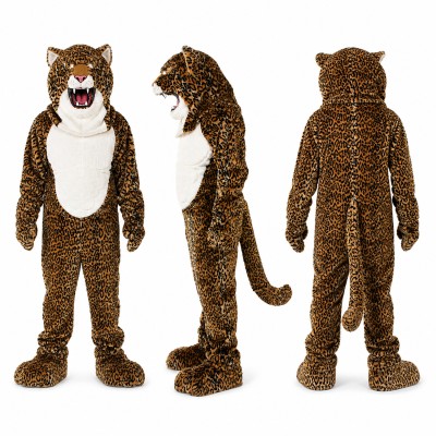 Leopard Mascot Costume in Brown with White Belly Adult