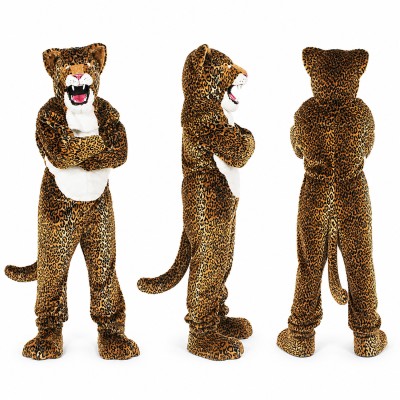 Leopard Mascot Costume in Brown with Spotted Fur Adult
