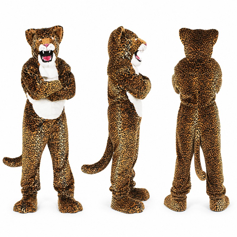 Leopard Mascot Costume in Brown with Spotted Fur Adult