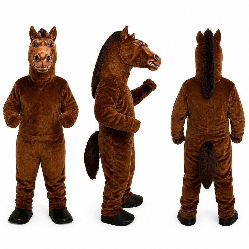 Horse Mascot Costume in Brown with Black Mane Adult