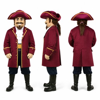 Colonial Gentleman Mascot Costume in Burgundy and Gold Adult