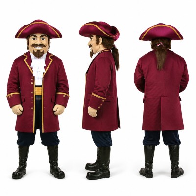 Colonial Gentleman Mascot Costume in Burgundy and Gold Adult