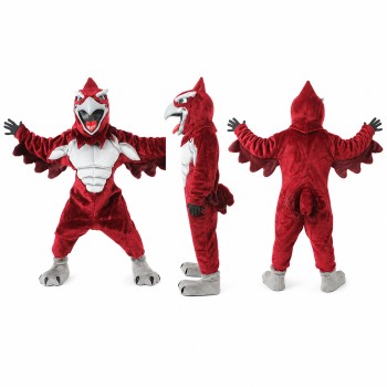 Bird Mascot Costume in Red and White with Spread Wings Adult