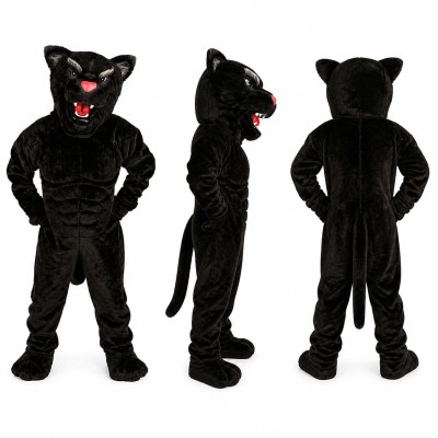 Panther Mascot Costume in Black with Red Mouth Adult