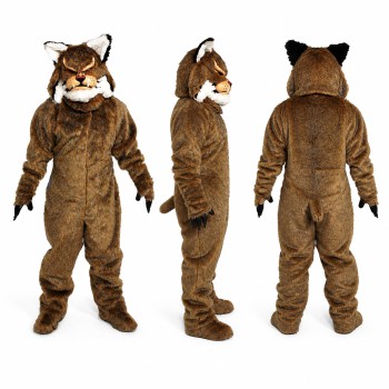 Bobcat Mascot Costume in Brown with White Muzzle Adult