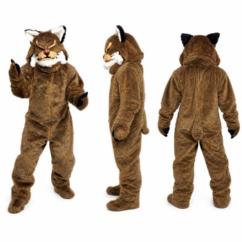 Bobcat Mascot Costume in Brown with White Chin Adult
