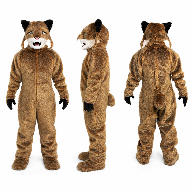 Mountain Lion Mascot Costume in Tan with Cream Muzzle Adult