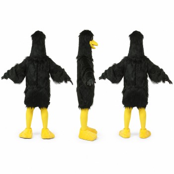 Crow Mascot Costume in Black with Yellow Feet Adult
