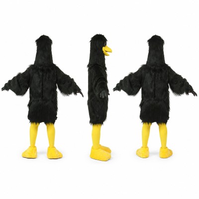 Crow Mascot Costume in Black with Yellow Feet Adult
