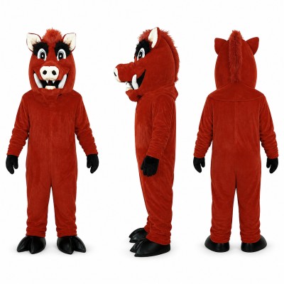 Devil Mascot Costume in Red with Horns and Black Hooves Adult