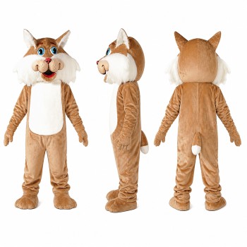 Cat Mascot Costume in Tan and White with Blue Eyes Adult