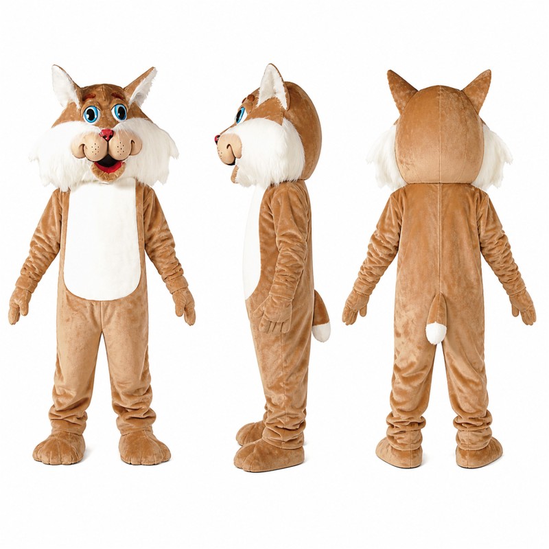 Cat Mascot Costume in Tan and White with Blue Eyes Adult