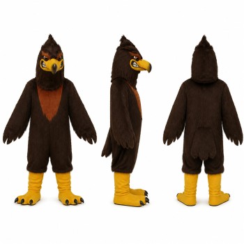 Eagle Mascot Costume in Dark Brown with Yellow Beak and Feet Adult