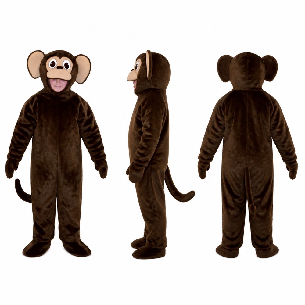 Monkey Mascot Costume in Brown with Tan Face Adult
