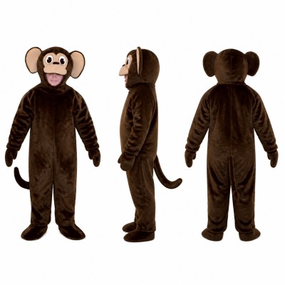 Monkey Mascot Costume in Brown with Tan Face Adult