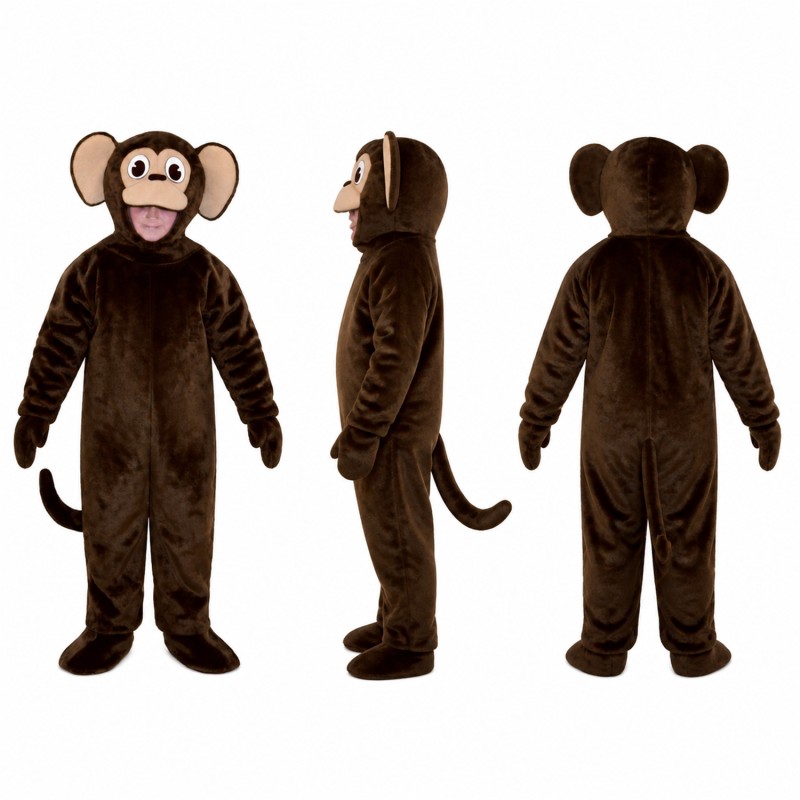 Monkey Mascot Costume in Brown with Tan Face Adult
