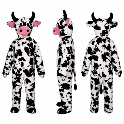 Cow Mascot Costume in Black and White with Pink Muzzle Adult