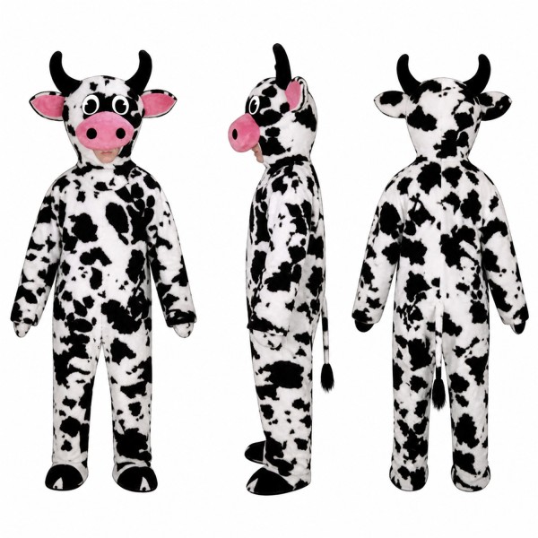 Cow Mascot Costume in Black and White with Pink Muzzle Adult